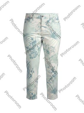 Green Women's Floral Print Always Skinny Jeans - 33R Size 33